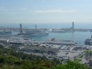 Vue panoramique du port artificiel de commerce de Barcelone ( depuis (...)